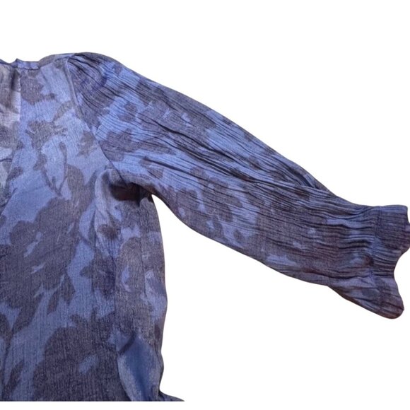 Olivia & Martin Womens Floral Sheer Tie-Front Blouse V-Neck 3/4 Sleeves Lightwei - Picture 6 of 9